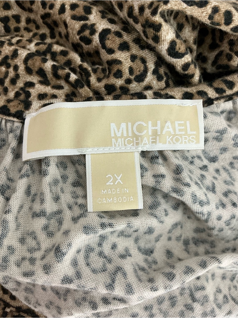 MICHAEL Michael Kors Leopard Peasant Blouse Plus Size 2X Casual - Picture 7 of 8